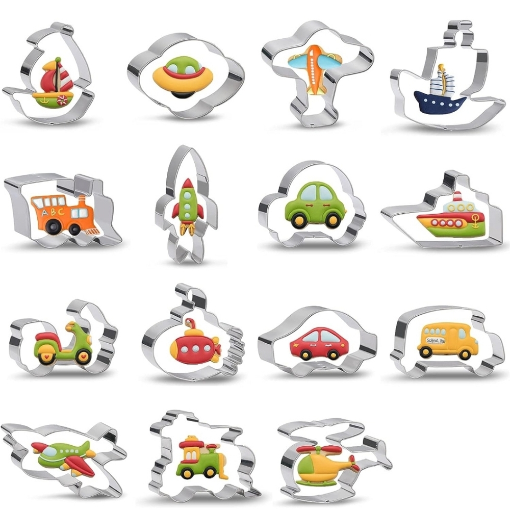 Transportation Vehicles Cookie Cutter Set - 15 Pieces Stainless Steel NEW